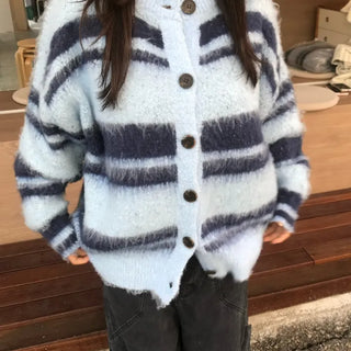 Angora Striped Heavy Cardigan