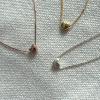 Slim Box Chain Petit Mini Heart Silver Necklace