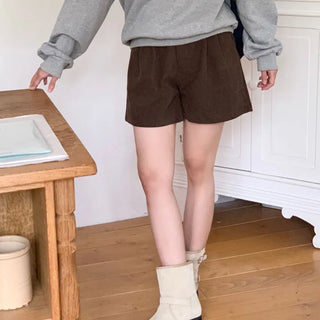 Corduroy Elastic Waist Shorts