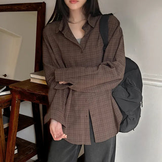 Bateau Check Loose Fit Long Sleeve Shirt