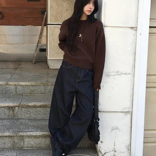 Leopard Patch Raw Denim Wide Pants