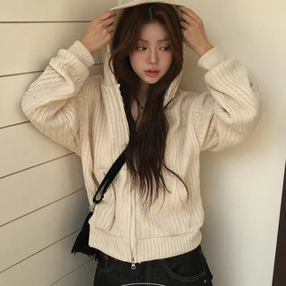 Steen Knit Loose Fit Zip-up Hoodie