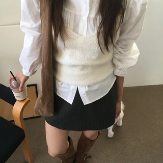 *Mu&D* Flip Pintuck Blouse
