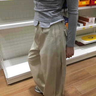 Simple Oversized Plain Cotton Long Pants