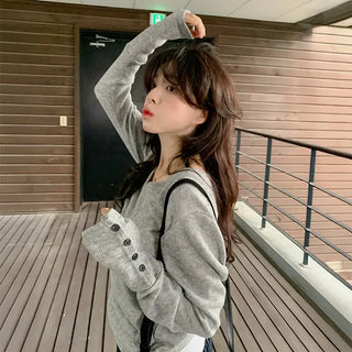 Stony V-neck Button Long Sleeve Knit Loose Fit Warmer Wool Sweater Long Sleeve Knit Spring Autumn