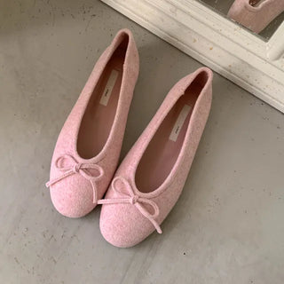 Rose ribbon flat shoes