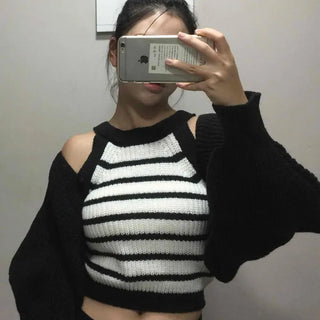 Cookies and Cream Striped Knit Bolero Two-Piece