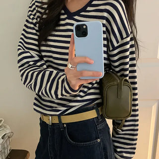 Terrika V-neck striped knit