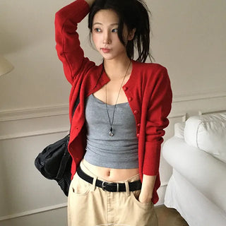 4& Button Round Cardigan