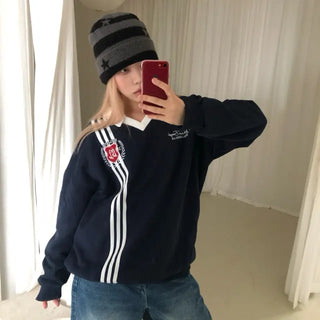three line collar sweatshirt