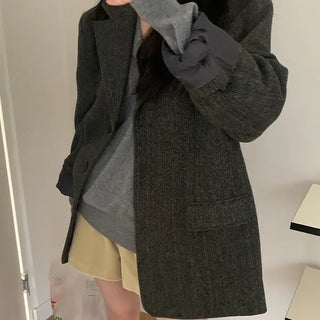 Proto Oversized Herringbone Jacket Blazer