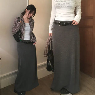 Luvik Banding Ribbed Long Skirt