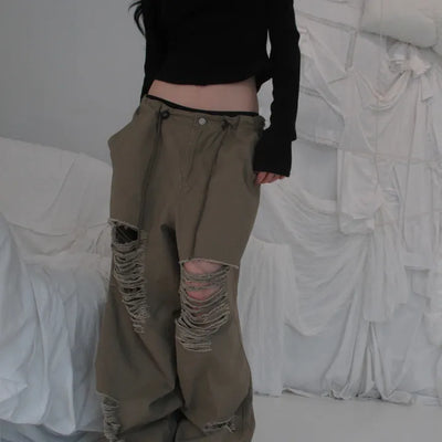 Damaged String Wide Pants (3 colors)