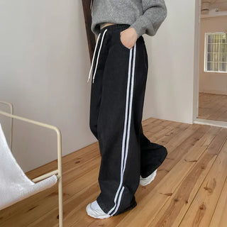 Ditto Track Banding Wide Denim Pants