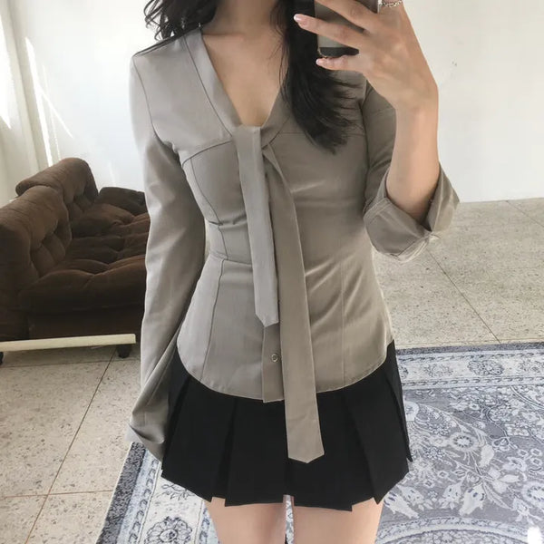 Tie snap blouse