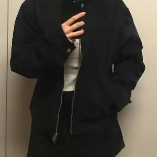 Street Unisex Plain Mandarin Collar Jacket