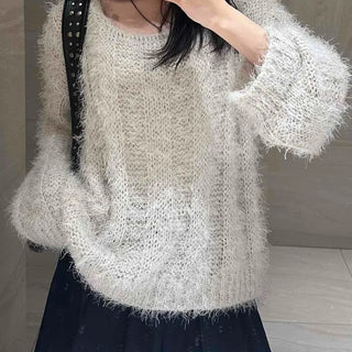 Natural Plain Loose Fit Knit