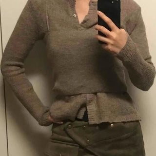 Comfort Two-Piece Plain U-Neck Knit