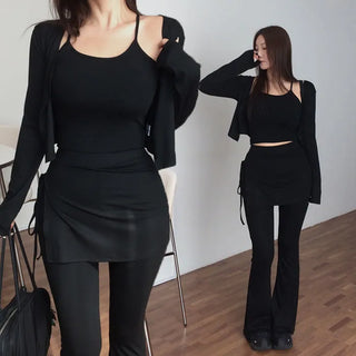 Meveen Sleeveless Cardigan Pants 3-Piece Set