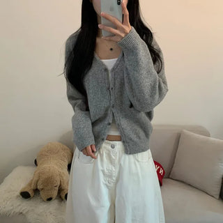 [Cozy..] Belly Wool Loose Fit V-Neck Knit Cardigan