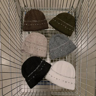 Boot Wool Stitch Knit Beanie Sherpa Ribbed Knit Hat Autumn Winter
