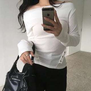 Melting Button Off-Shoulder Top