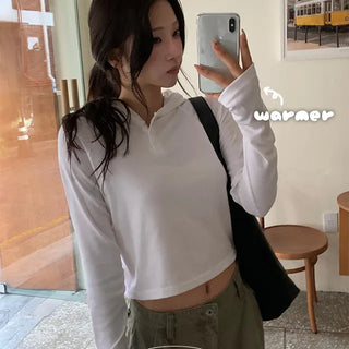 Scrunchie Button Crop Hoodie
