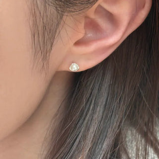 Round Mini Pearl Silver Earrings