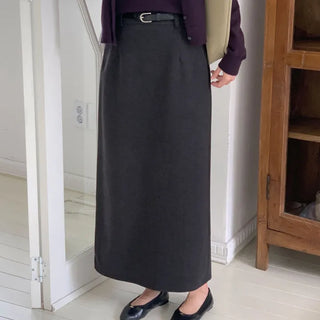 Thick Belt Set H-Line Long Skirt