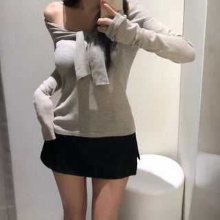 *Moist and soft texture* ReFa Tie Off-shoulder Delicate Knit