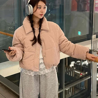 Daily Pastel Corduroy Collar Padded Jacket