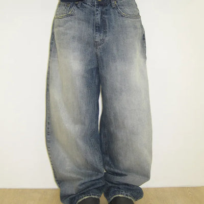 Cracked Wide Denim Pants