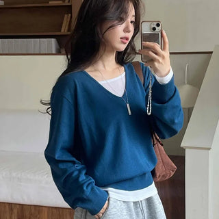 Essential Plain V-Neck Knit