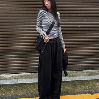 Natural Eyelet Loose Fit Long Pants