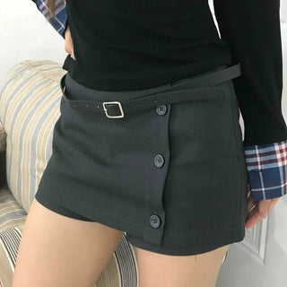 Effortless Button H-Line Mini Skirt