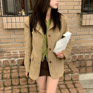 Suede Oversized Blazer Jacket 2 Colors