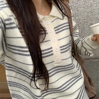 Aini Striped Cozy Collar Knit