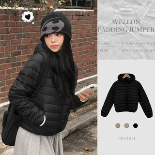 Timeless steady item, Gorpcore Outdoor Camping Daily Wellon High-Neck Hooded Standard Lightweight Padded Winter Jumper