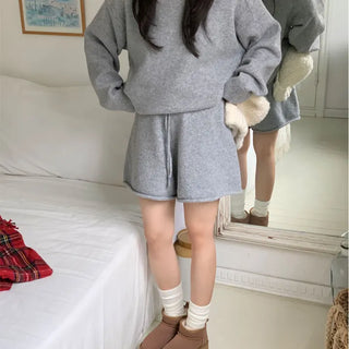 Soft Wool Knit Shorts Set  Knit Two-Piece