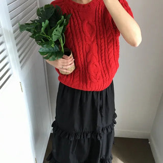 Oversized Stitched Short Sleeve Knit