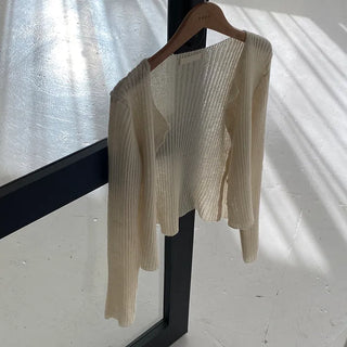 Olive Knit Cardigan   Round Wool Semi-Crop Long Sleeve Cardigan