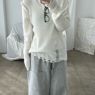 V-neck Damaged Knit (3 colors)