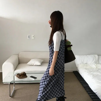 High Check Chiffon Dress