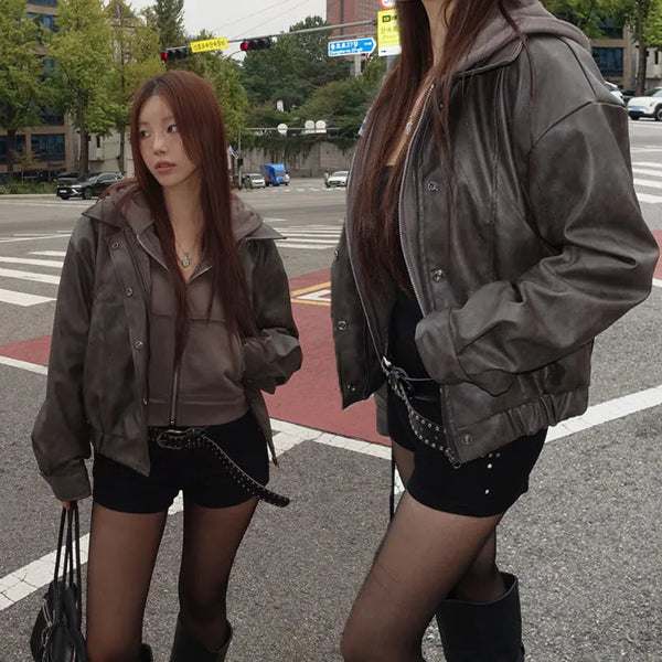 Uiron cut leather jacket