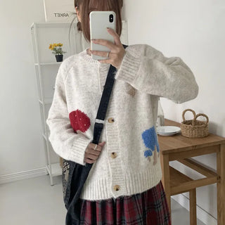 Mushroom Round Knit Cardigan