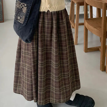 Hako long check skirt