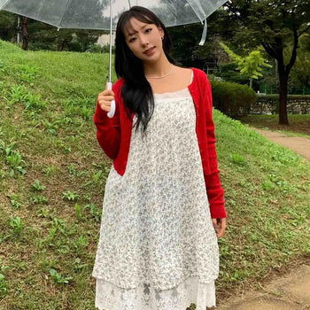 Lace Flower Square Neck Long Dress