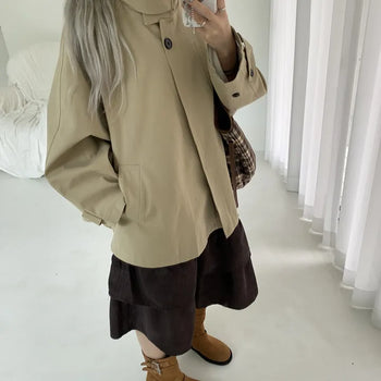 Peter A-line Tabe Two-way Short Trench Jacket