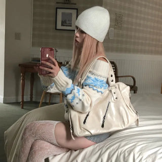 Nordic off-shoulder knit