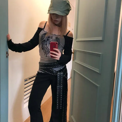 leather belt leggings pants